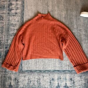 Boohoo Rust Ribbed Turtleneck Sweater